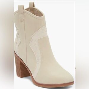 MIA Cream Ankle Boots with Chunky Heel and Western Flair